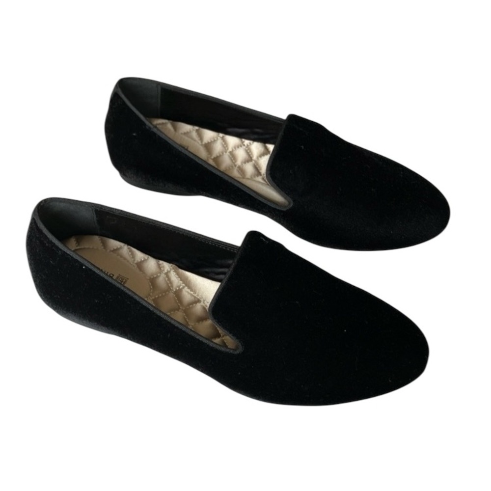 Birdies Black Velvet Flats Size 8 Quilted Lining